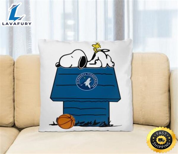 Minnesota Timberwolves NBA Basketball Snoopy Woodstock The Peanuts Movie Pillow Square Pillow