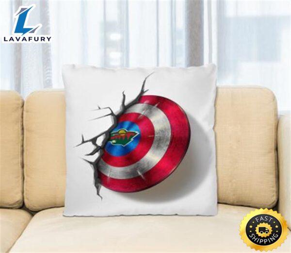 Minnesota Wild NHL Hockey Captain America’s Shield Marvel Avengers Square Pillow