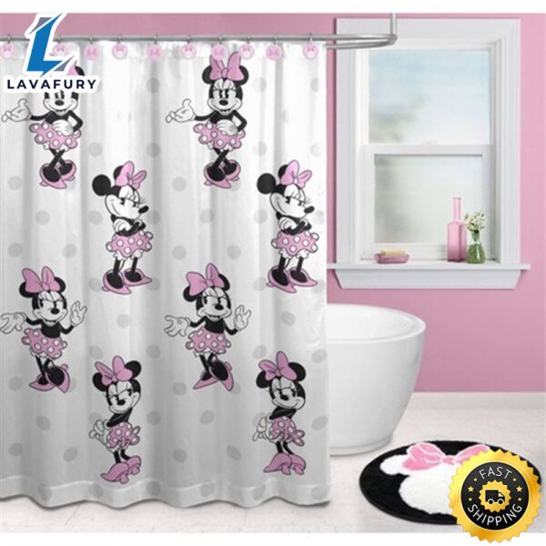 Minnie Mouse Kids’ Shower Curtain And Rug Bath