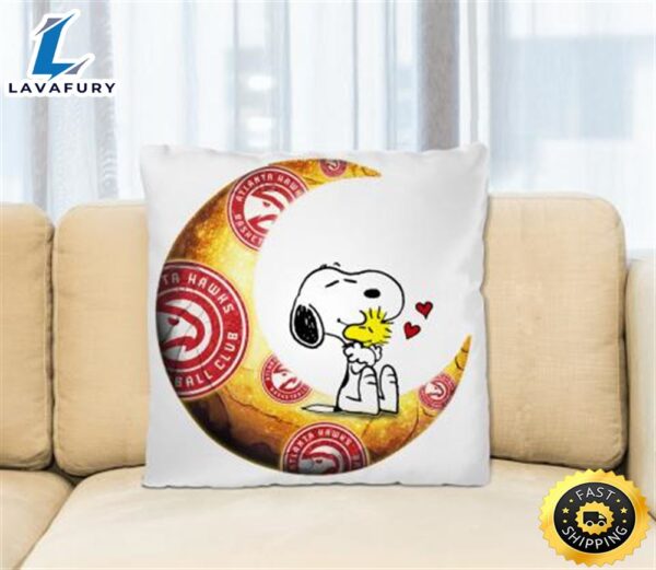 NBA Basketball Atlanta Hawks I Love Snoopy To The Moon And Back Pillow Square Pillow