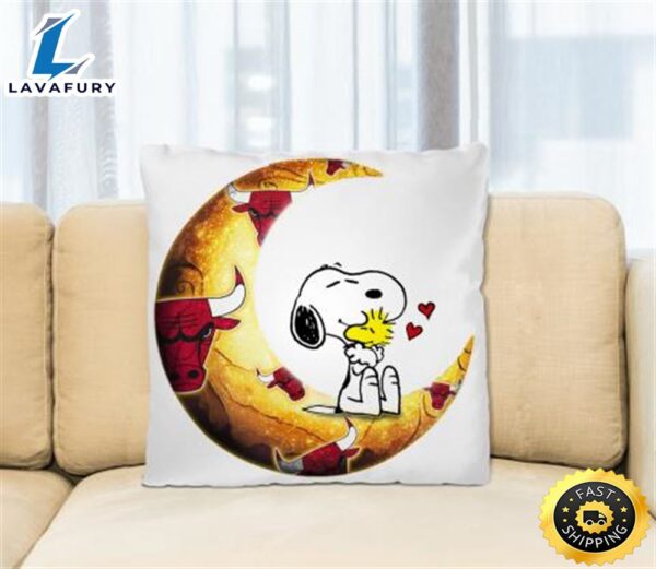 NBA Basketball Chicago Bulls I Love Snoopy To The Moon And Back Pillow Square Pillow