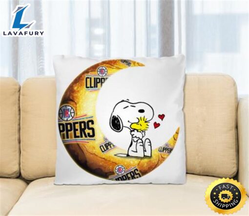 NBA Basketball LA Clippers I Love Snoopy To The Moon And Back Pillow Square Pillow