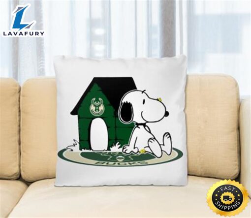 NBA Basketball Milwaukee Bucks Snoopy The Peanuts Movie Pillow Square Pillow