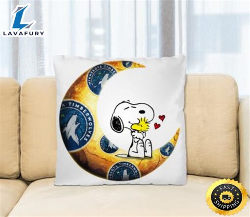 NBA Basketball Minnesota Timberwolves I Love Snoopy To The Moon And Back Pillow Square Pillow