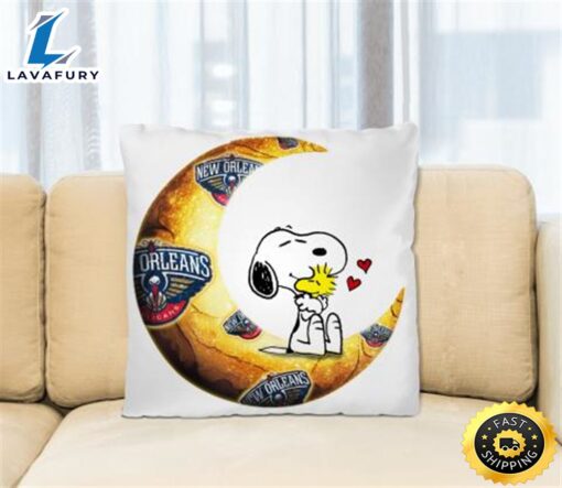 NBA Basketball New Orleans Pelicans I Love Snoopy To The Moon And Back Pillow Square Pillow