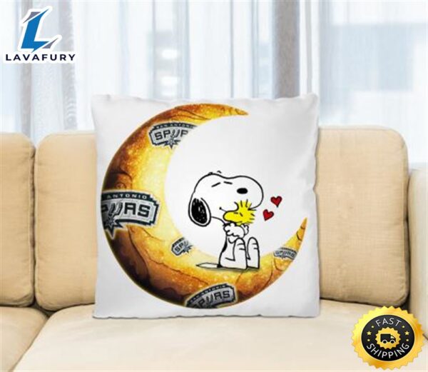 NBA Basketball San Antonio Spurs I Love Snoopy To The Moon And Back Pillow Square Pillow