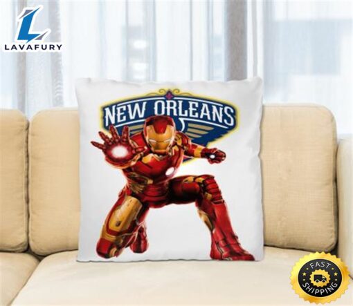 NBA Iron Man Marvel Comics Sports Basketball New Orleans Pelicans Square Pillow