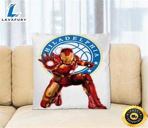 NBA Iron Man Marvel Comics Sports Basketball Philadelphia 76ers Square Pillow