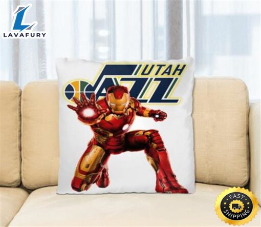 NBA Iron Man Marvel Comics Sports Basketball Utah Jazz Square Pillow