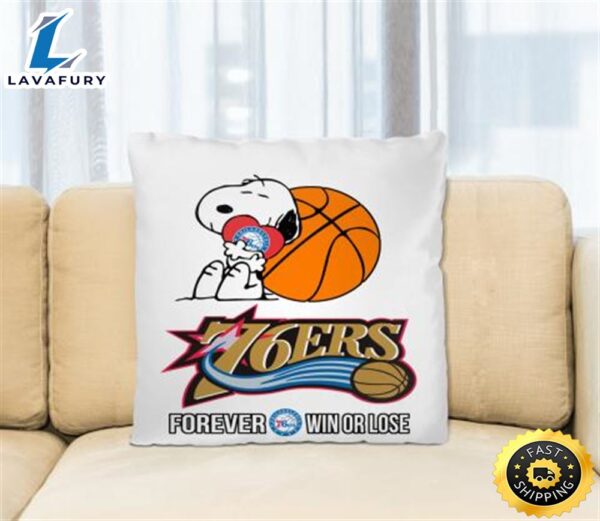 NBA The Peanuts Movie Snoopy Forever Win Or Lose Basketball Philadelphia 76ers Pillow Square Pillow