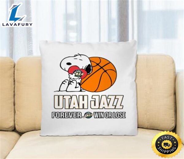 NBA The Peanuts Movie Snoopy Forever Win Or Lose Basketball Utah Jazz Pillow Square Pillow