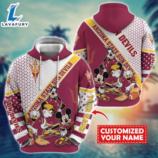 NCAA And Mickey Arizona State Sun Devils Character Cartoon Movie Custom Name Hoodie New Arrivals