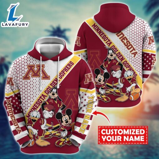 NCAA And Mickey Minnesota Golden Gophers Character Cartoon Movie Custom Name Hoodie New Arrivals