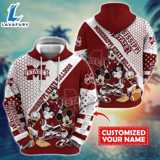 NCAA And Mickey Mississippi State Bulldogs Character Cartoon Movie Custom Name Hoodie New Arrivals