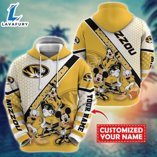 NCAA And Mickey Missouri Tigers Character Cartoon Movie Custom Name Hoodie New Arrivals