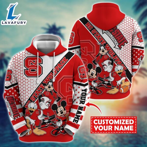 NCAA And Mickey NC State Wolfpack Character Cartoon Movie Custom Name Hoodie New Arrivals