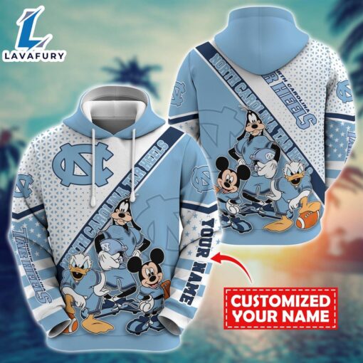 NCAA And Mickey North Carolina Tar Heels Character Cartoon Movie Custom Name Hoodie New Arrivals