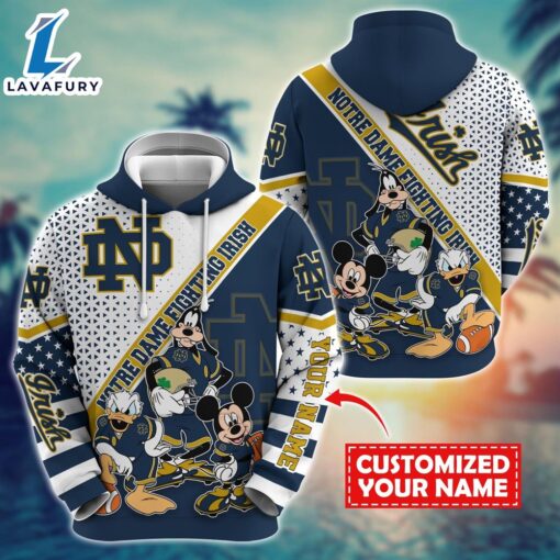 NCAA And Mickey Notre Dame Fighting Irish Character Cartoon Movie Custom Name Hoodie New Arrivals