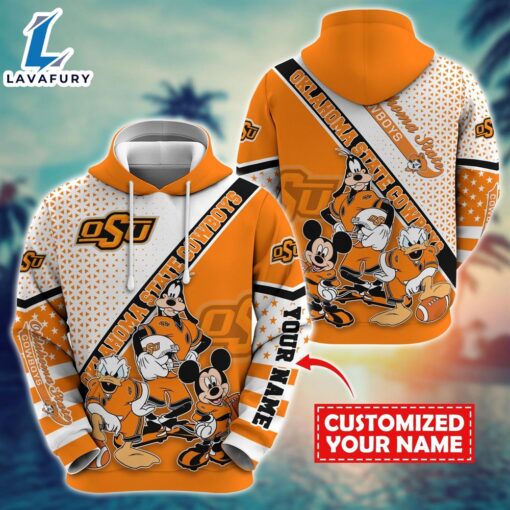 NCAA And Mickey Oklahoma State Cowboys Character Cartoon Movie Custom Name Hoodie New Arrivals