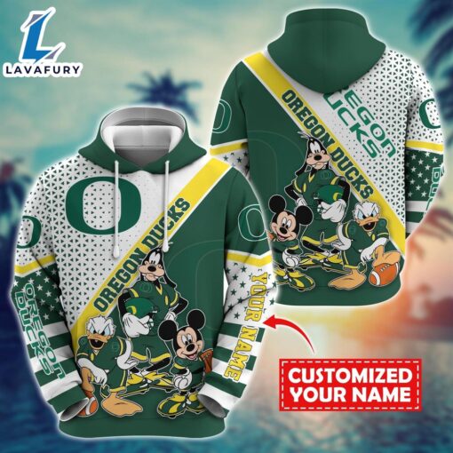 NCAA And Mickey Oregon Ducks Character Cartoon Movie Custom Name Hoodie New Arrivals