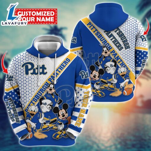 NCAA And Mickey Pittsburgh Panthers Character Cartoon Movie Custom Name Hoodie New Arrivals