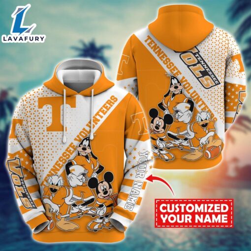 NCAA And Mickey Tennessee Volunteers Character Cartoon Movie Custom Name Hoodie New Arrivals