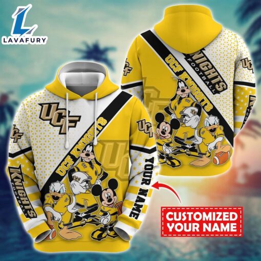 NCAA And Mickey UCF Knights Character Cartoon Movie Custom Name Hoodie New Arrivals