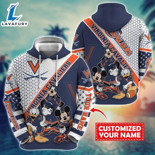 NCAA And Mickey Virginia Cavaliers Character Cartoon Movie Custom Name Hoodie New Arrivals