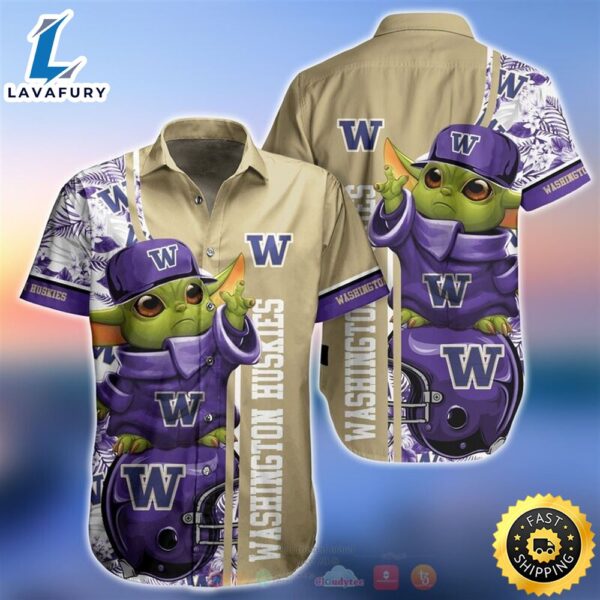NCAA Washington Huskies Baby Yoda Hawaiian Shirt