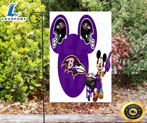 NFL Baltimore Ravens Mickey Disney2 Double Sided Printing Garden Flag