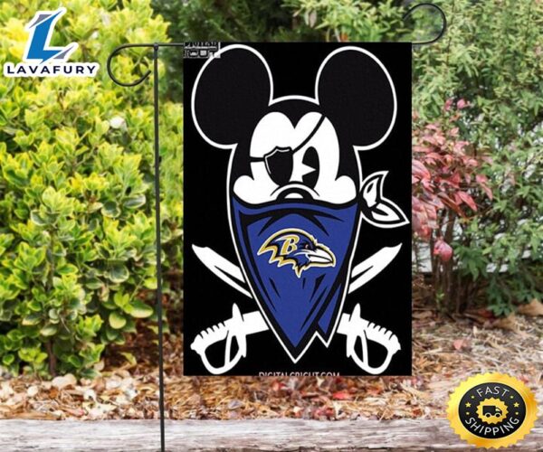 NFL Baltimore Ravens Mickey Pirates Double Sided Printing Garden Flag