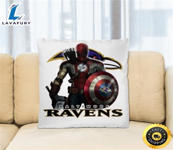 NFL Captain America Thor Spider Man Hawkeye Avengers Endgame Football Baltimore Ravens Square Pillow