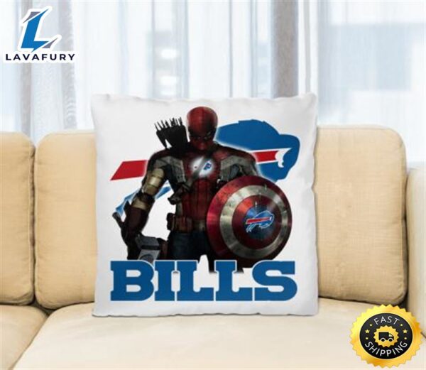 NFL Captain America Thor Spider Man Hawkeye Avengers Endgame Football Buffalo Bills Square Pillow
