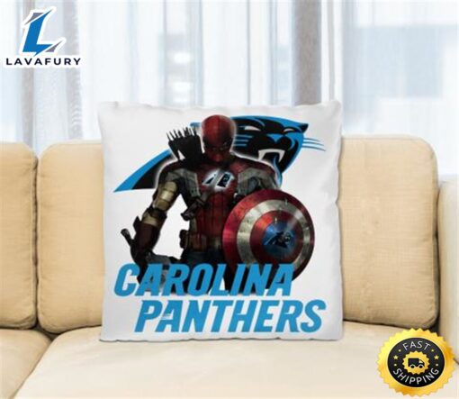 NFL Captain America Thor Spider Man Hawkeye Avengers Endgame Football Carolina Panthers Square Pillow