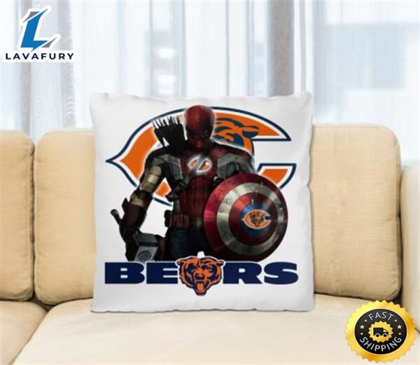 NFL Captain America Thor Spider Man Hawkeye Avengers Endgame Football Chicago Bears Square Pillow