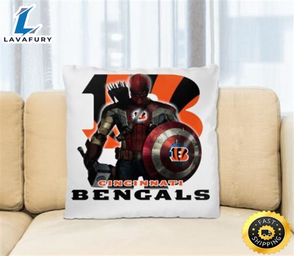NFL Captain America Thor Spider Man Hawkeye Avengers Endgame Football Cincinnati Bengals Square Pillow