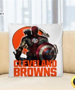 NFL Captain America Thor Spider Man Hawkeye Avengers Endgame Football Cleveland Browns Square Pillow
