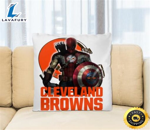 NFL Captain America Thor Spider Man Hawkeye Avengers Endgame Football Cleveland Browns Square Pillow