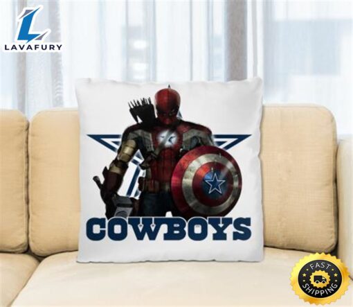 NFL Captain America Thor Spider Man Hawkeye Avengers Endgame Football Dallas Cowboys Square Pillow