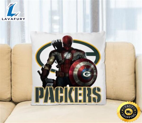 NFL Captain America Thor Spider Man Hawkeye Avengers Endgame Football Green Bay Packers Square Pillow