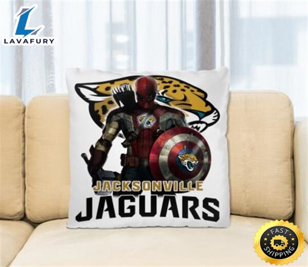 NFL Captain America Thor Spider Man Hawkeye Avengers Endgame Football Jacksonville Jaguars Square Pillow