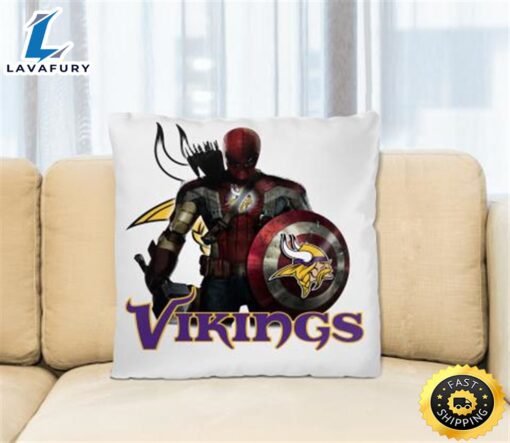 NFL Captain America Thor Spider Man Hawkeye Avengers Endgame Football Minnesota Vikings Square Pillow