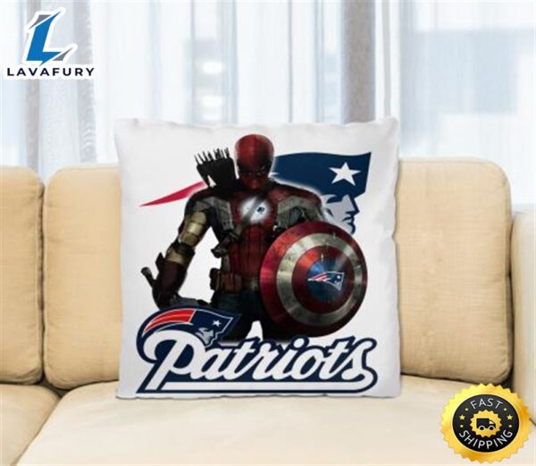 NFL Captain America Thor Spider Man Hawkeye Avengers Endgame Football New England Patriots Square Pillow