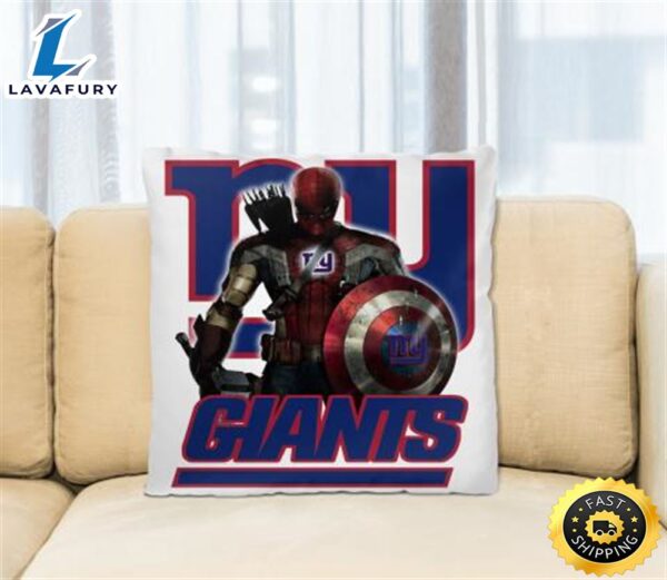 NFL Captain America Thor Spider Man Hawkeye Avengers Endgame Football New York Giants Square Pillow