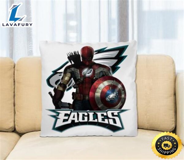 NFL Captain America Thor Spider Man Hawkeye Avengers Endgame Football Philadelphia Eagles Square Pillow