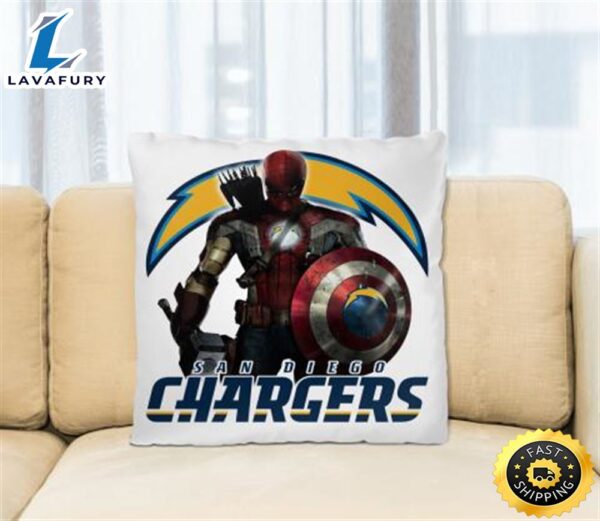 NFL Captain America Thor Spider Man Hawkeye Avengers Endgame Football San Diego Chargers Square Pillow