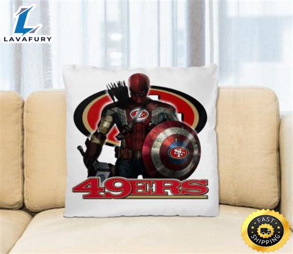 NFL Captain America Thor Spider Man Hawkeye Avengers Endgame Football San Francisco 49ers Square Pillow
