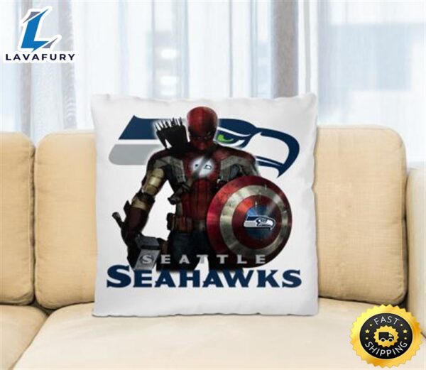 NFL Captain America Thor Spider Man Hawkeye Avengers Endgame Football Seattle Seahawks Square Pillow