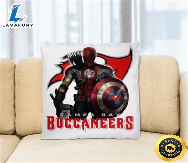NFL Captain America Thor Spider Man Hawkeye Avengers Endgame Football Tampa Bay Buccaneers Square Pillow