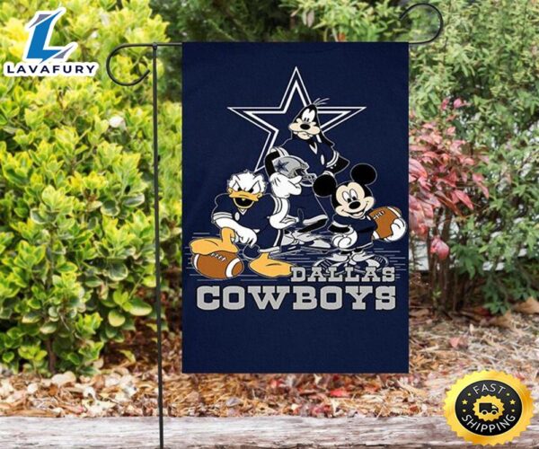 NFL Dallas Cowboys Mickey Donald Goofy Double Sided Printing Garden Flag